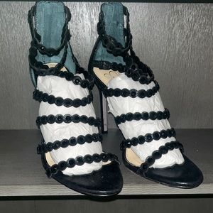 Black Sparkle Strappy Heels